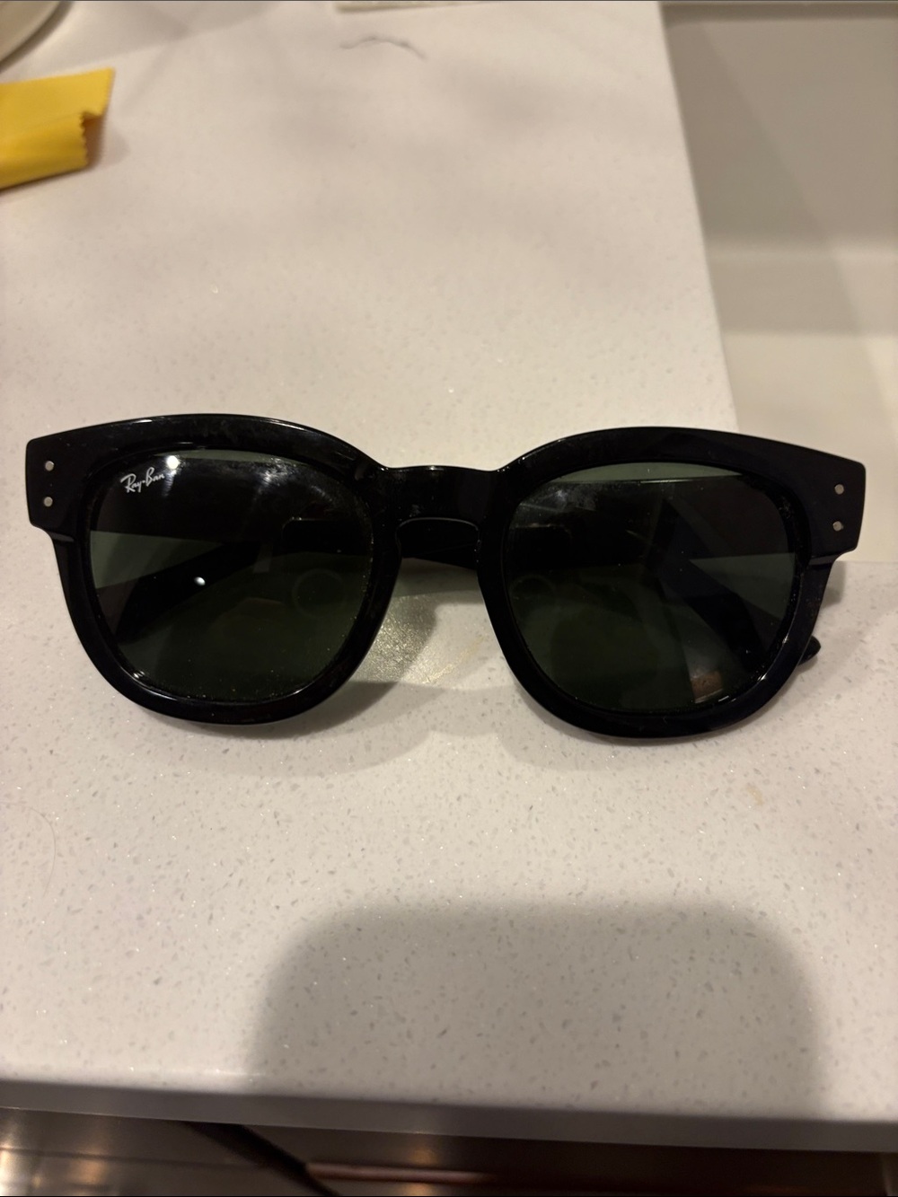 Ray-Ban Black Frame Sunglasses with Dark Green Lenses